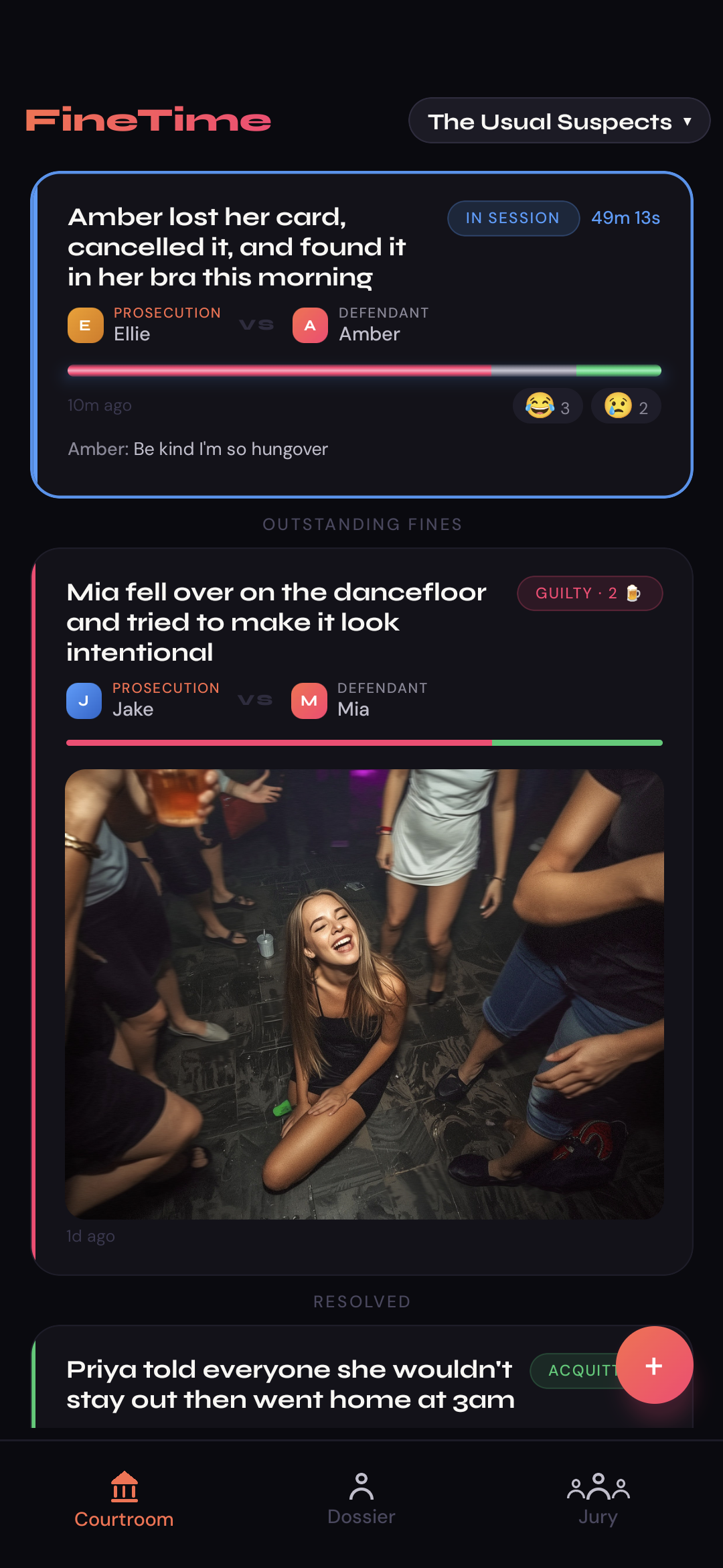 FineTime app courtroom feed