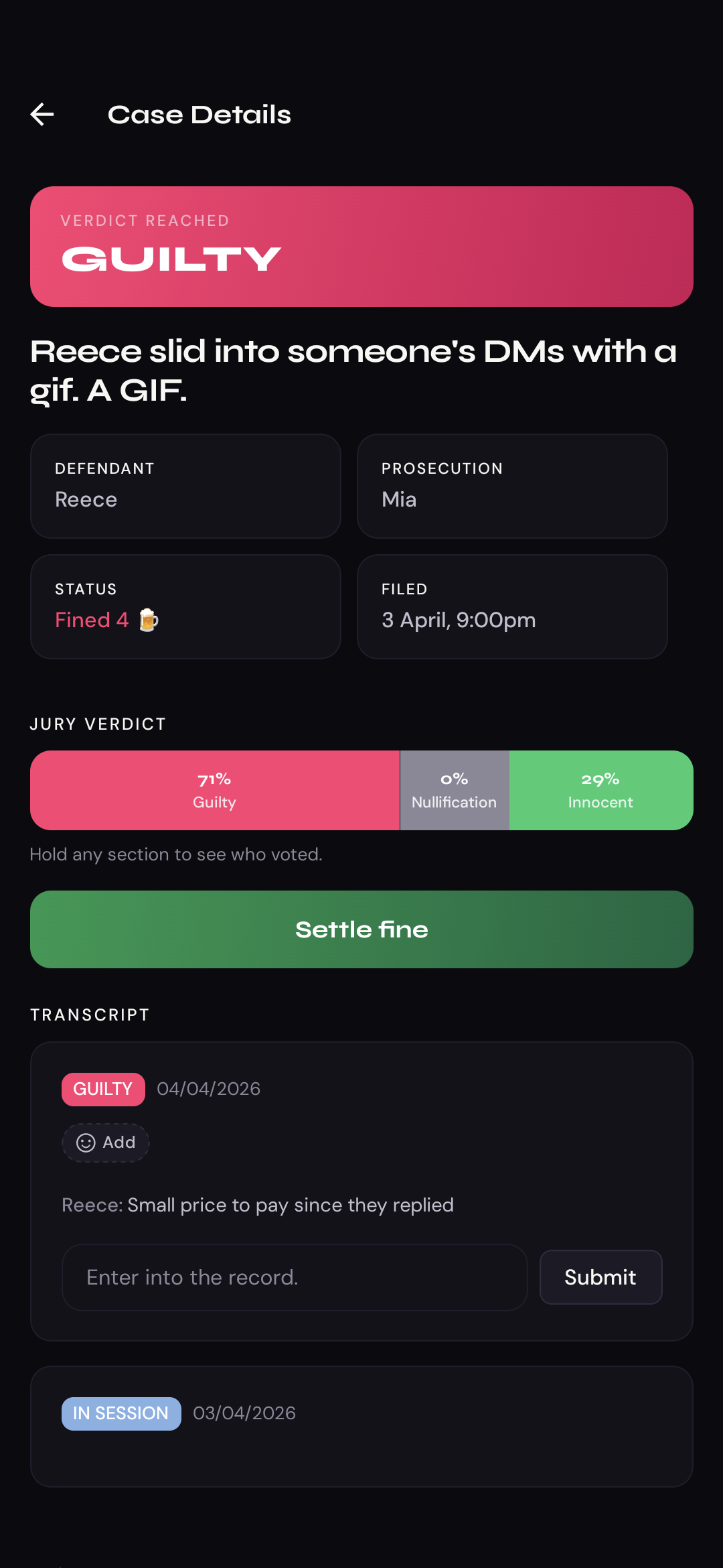 FineTime app guilty verdict